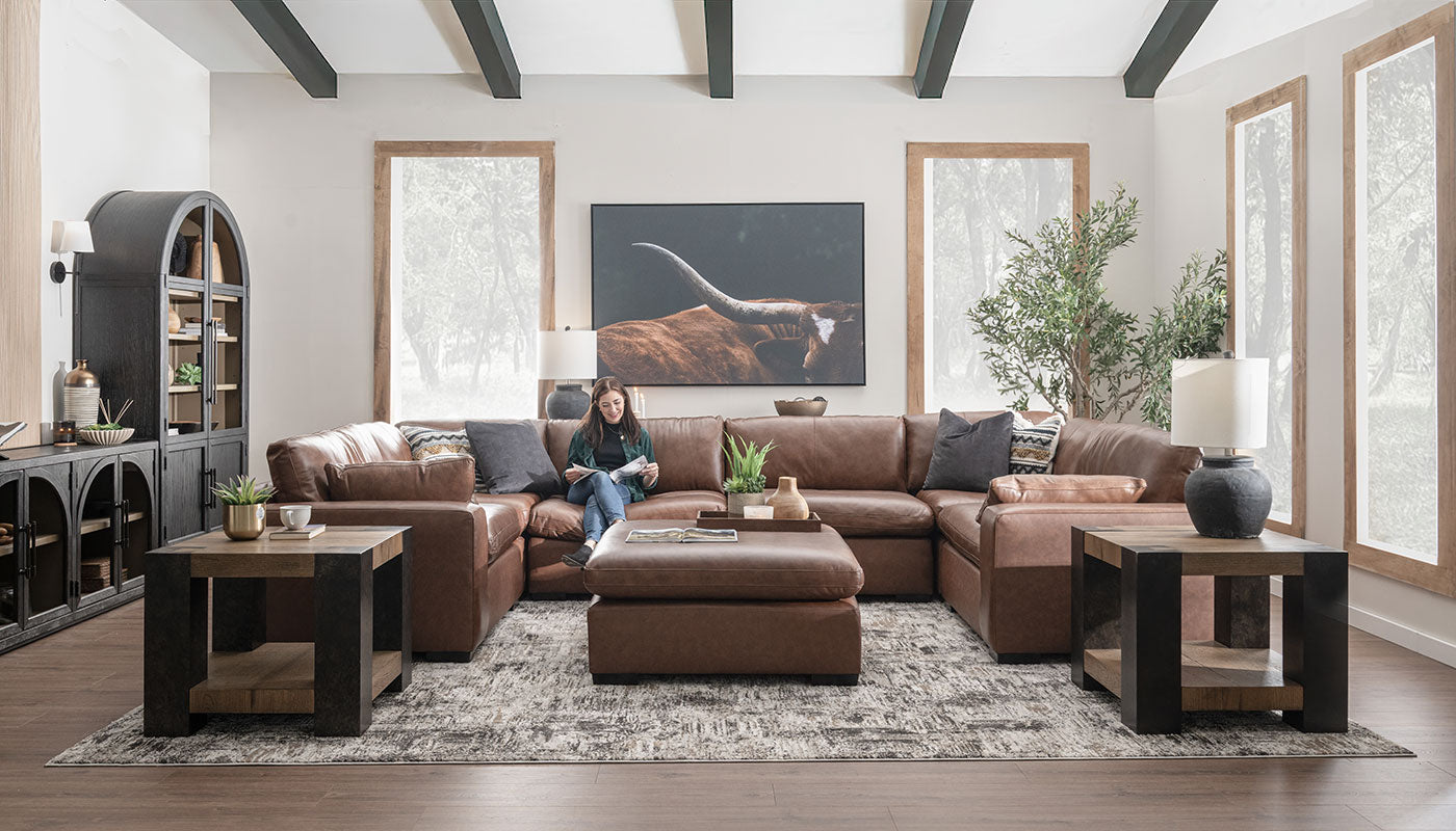 City Limits II Leather U Shape Sectional