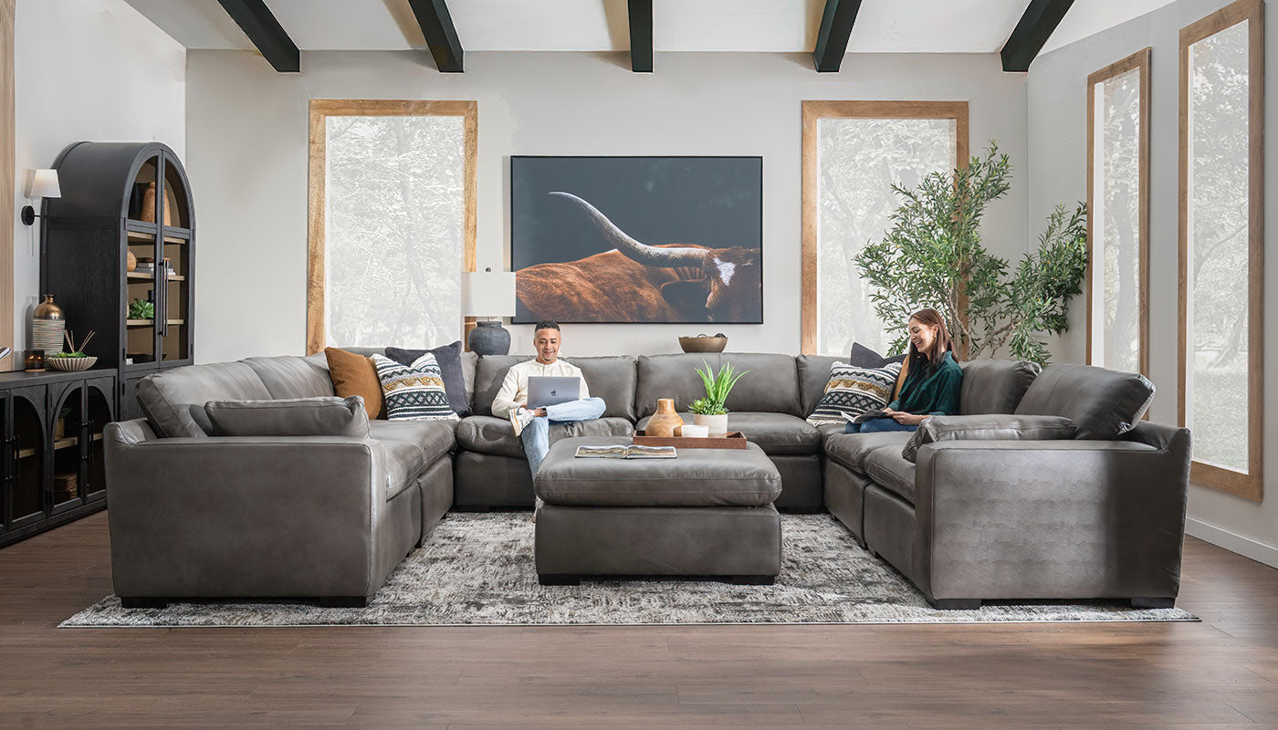 City Limits II Leather U Shape Sectional