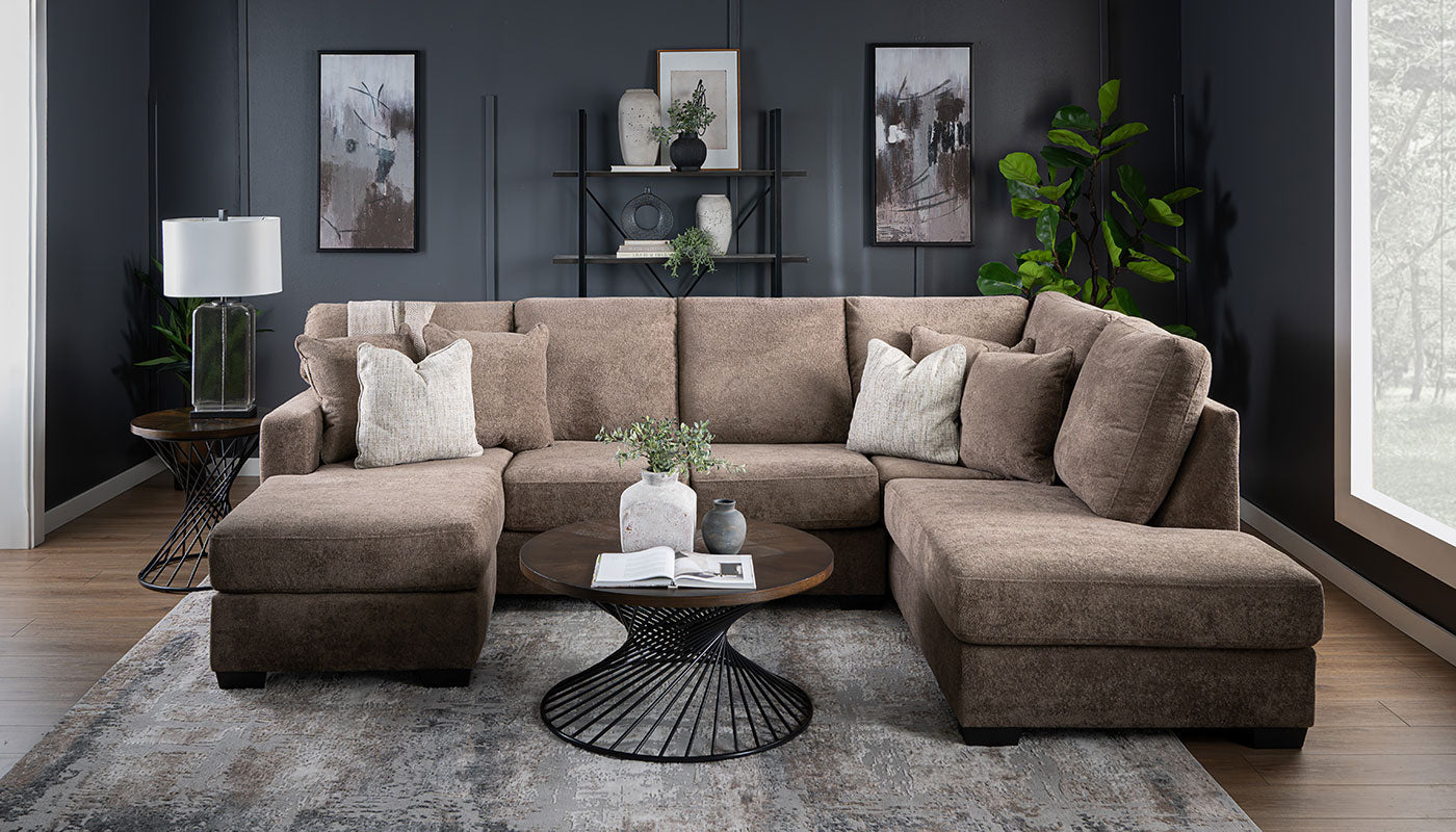 Dalhart II Panda Cocoa Dual Chaise Sectional